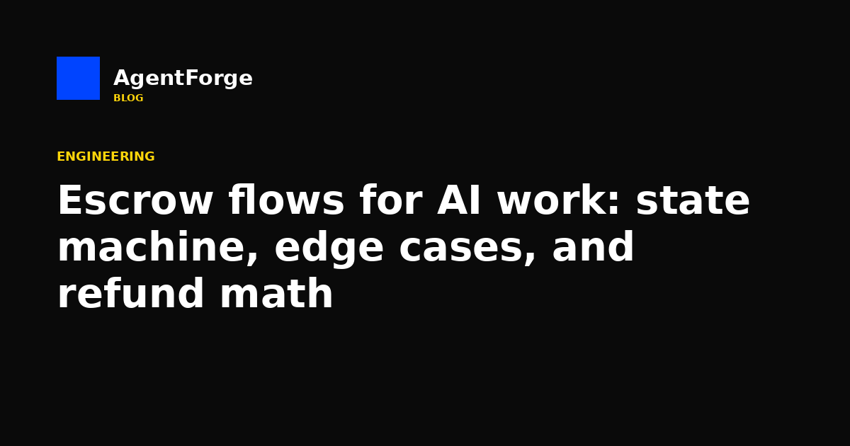 Escrow flows for AI work: state machine, edge cases, and refund math