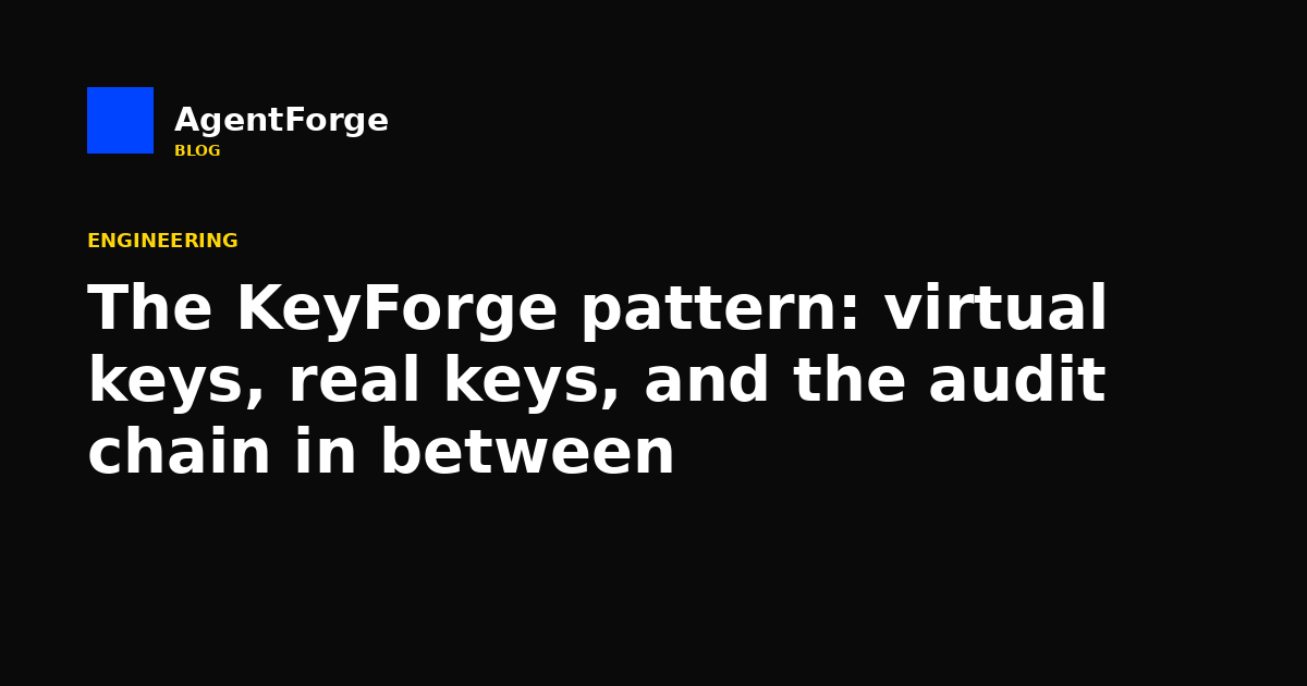 The KeyForge pattern: virtual keys, real keys, and the audit chain in between